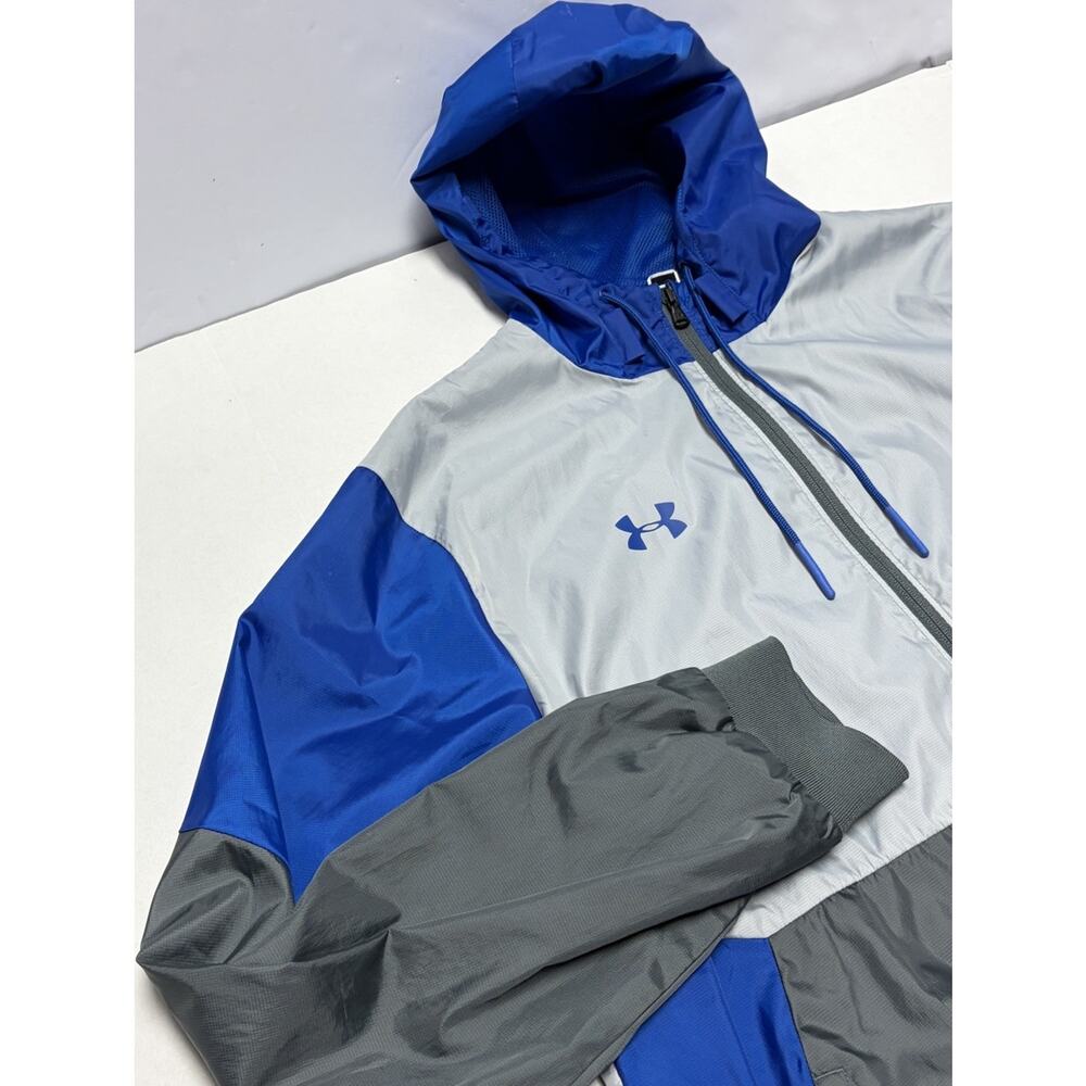 Under Armour UA Mens Team Legacy Wndbreaker Jacket Blue Grey Size Large